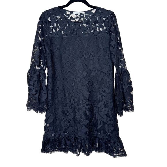 Alexis Eloy Ruffle Hem Lace Dress Bell Sleeve in Black Size XS - Picture 3 of 13